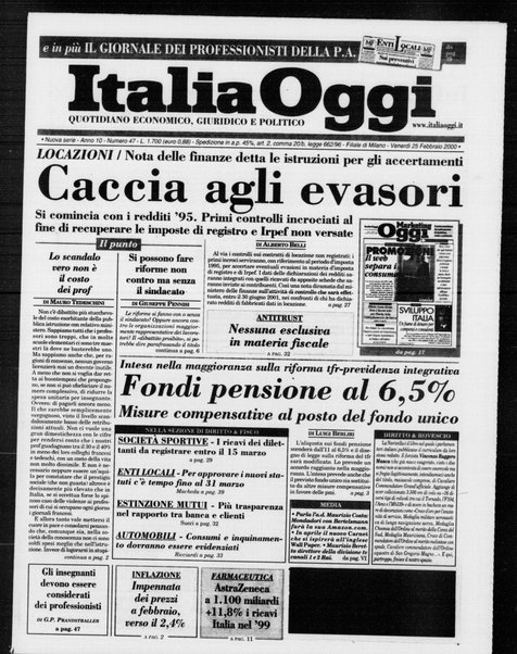 Italia oggi : quotidiano di economia finanza e politica